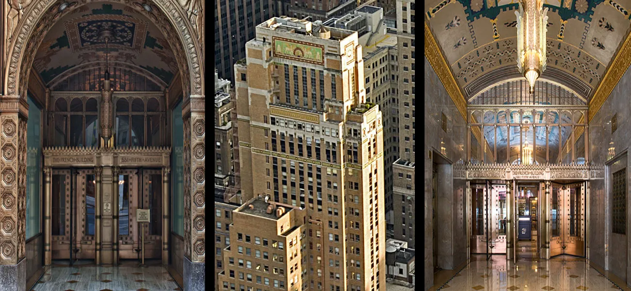 Bronze entrance doors of the French Building, 551 Fifth Avenue